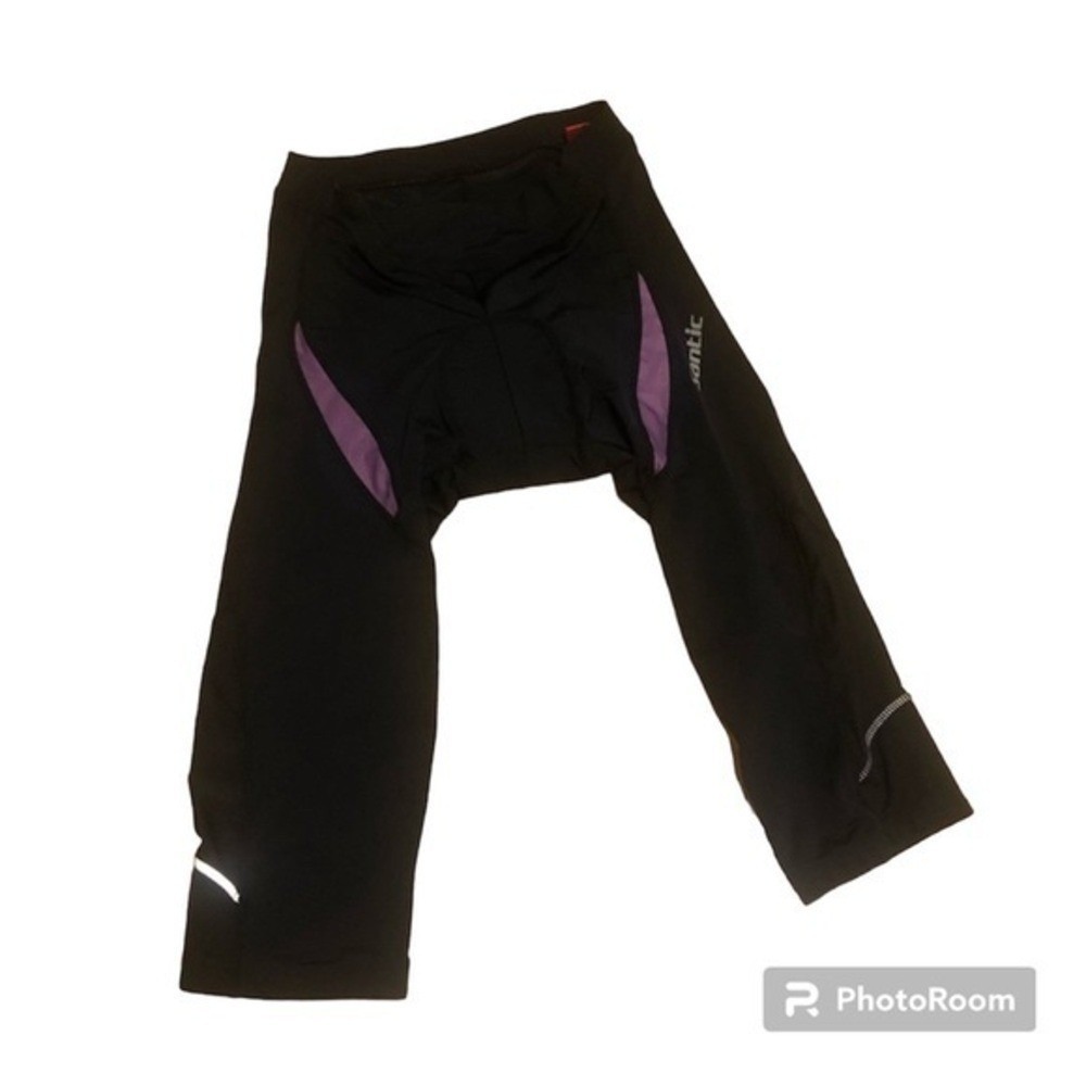 Women's Santic padded 3/4 cycling pants Small Black and purple‎ bicycle riding